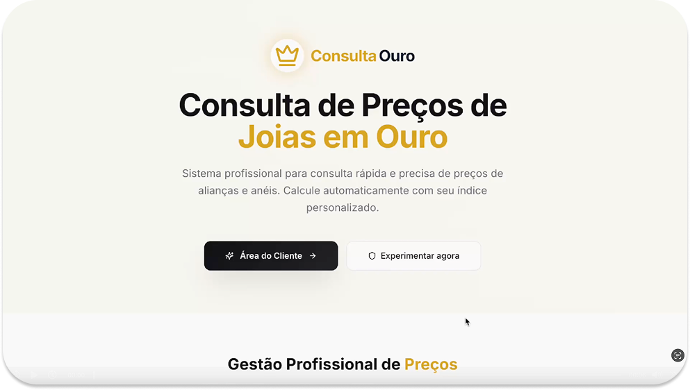 screenshot consulta ouro